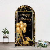 Lofaris Black Gold Balloon High Heel Birthday Arch Backdrop